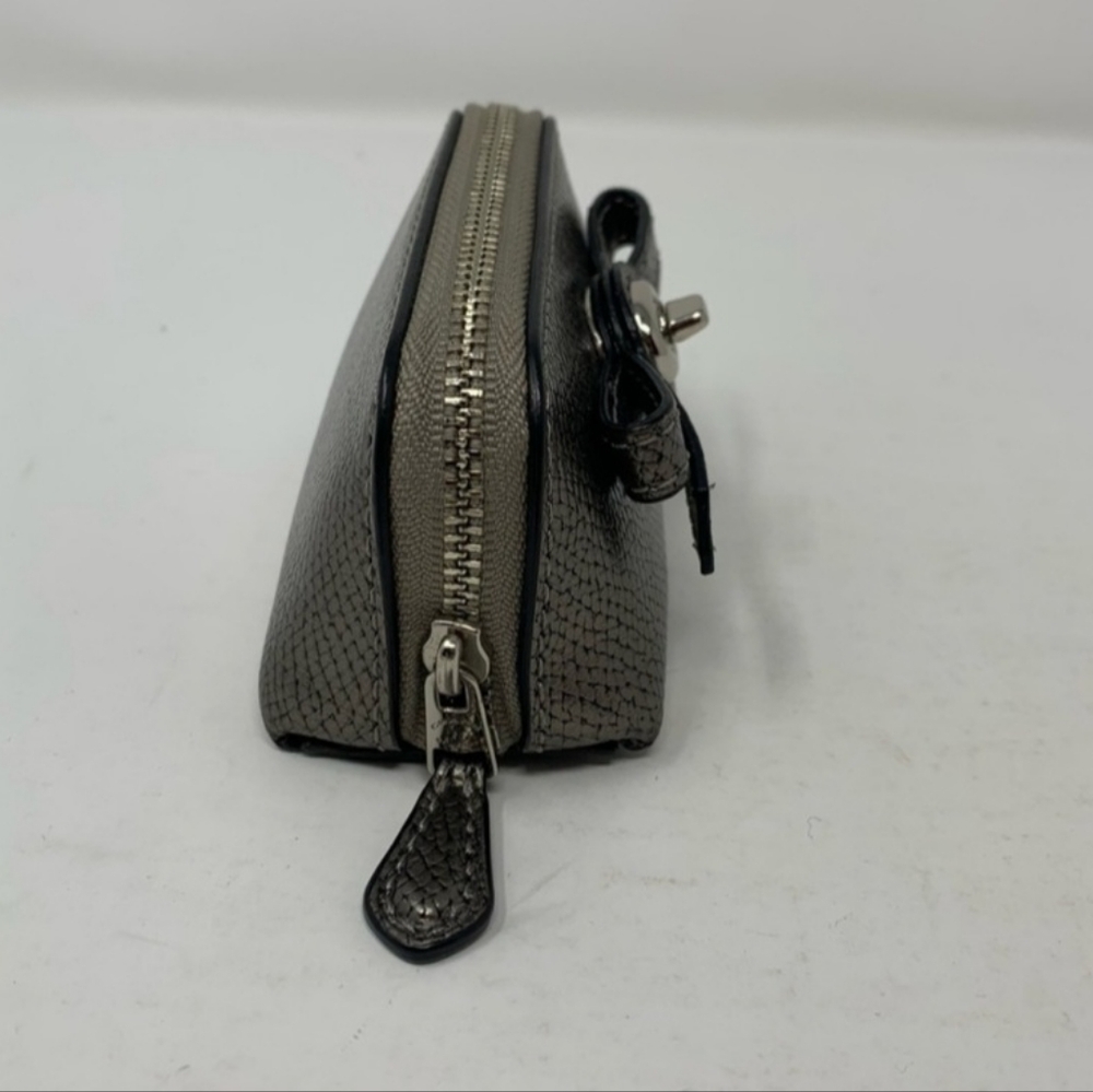 Coach Pouch Small Zip Top Gray Gunmetal Turnlock - Picture 3 of 6